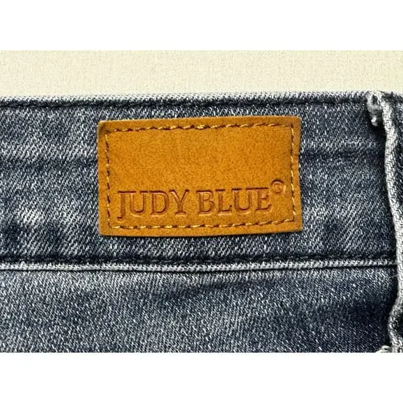 Judy Blue Women's Cuffed Button Fly Blue Stretch Denim Jeans - Size 27x3.5 - Picture 3 of 5